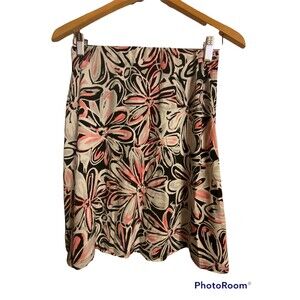 George Stretch Multi-Colored Floral Skirt Size 8/10 Pink/Black